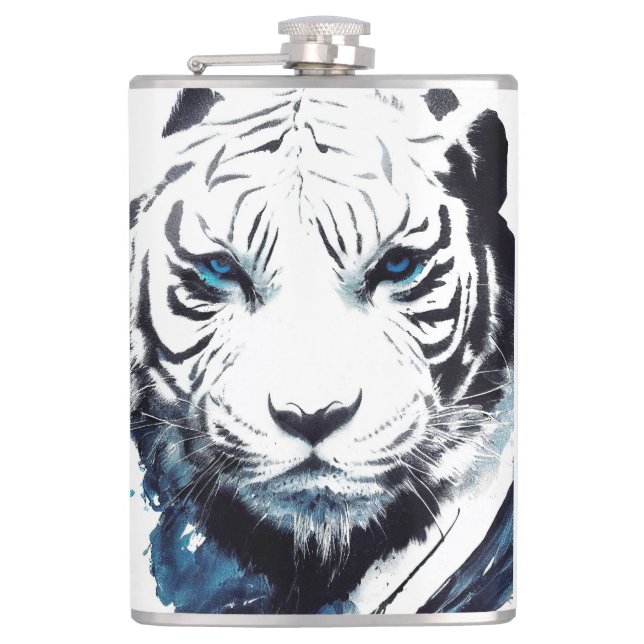 Tiger Wild Nature Free Spirit Art Brush Painting Hip Flask (Front)
