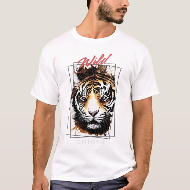 Tiger Wild Nature Free Spirit Art Brush T-Shirt (Front)