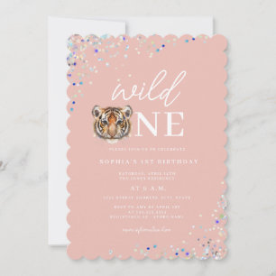 Tiger Wild One Celebration First Birthday Party  Invitation