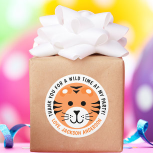 Tiger Wild One Jungle Safari Animal Kids Birthday Classic Round Sticker
