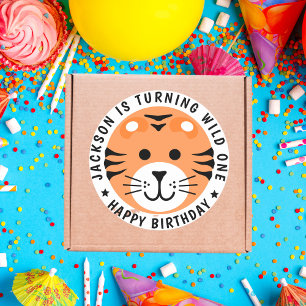 Tiger Wild One Jungle Safari Animal Kids Birthday Classic Round Sticker