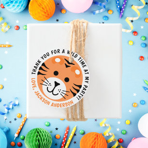 Tiger Wild One Jungle Safari Animal Kids Birthday  Favour Tags
