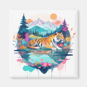 Tiger Wildlife Animal Nature Outdoors Watercolor Magnet