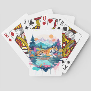 Tiger Wildlife Animal Nature Outdoors Watercolor Playing Cards