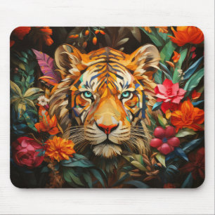 Tiger Wildlife Concept Abstract Colourful Wildlife Mouse Mat