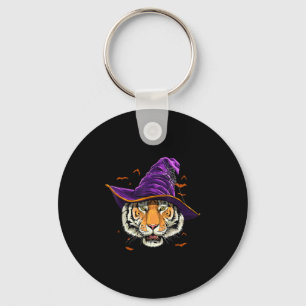 Tiger Witch Hat Funny Halloween Tiger Lover Whispe Key Ring