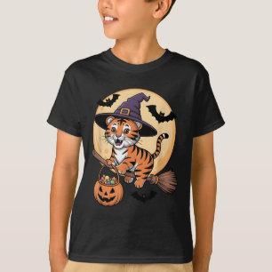 Tiger Witch Hat Pumpkin Halloween Costume Men Wome T-Shirt