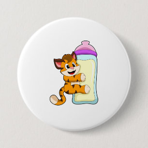Tiger with Baby bottle of Milk 7.5 Cm Round Badge
