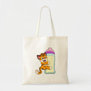 Tiger with Baby bottle of Milk Tote Bag