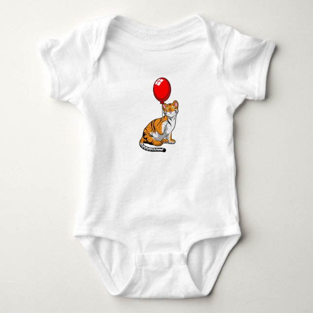 Tiger with Balloon Baby Bodysuit (Front)