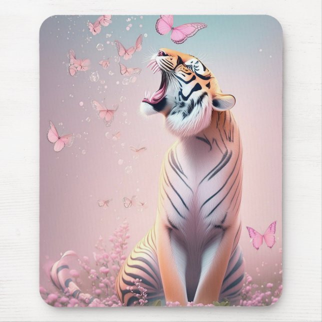 Tiger with butterflies  mouse mat (Front)