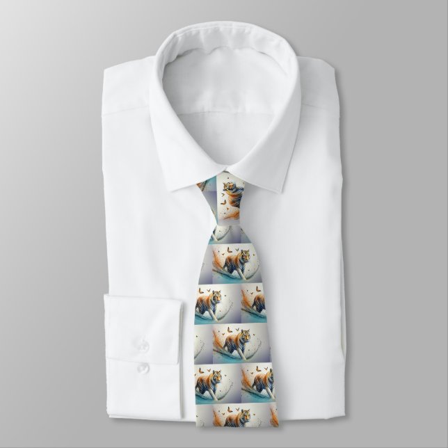 Tiger with butterflies  tie (Tied)