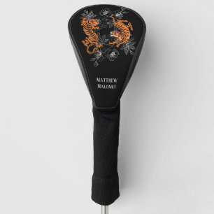 Tiger With Cherry Blossom Golf Your Name  Head Cover