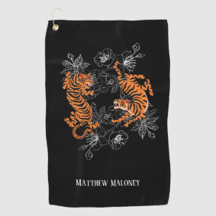 Tiger With Cherry Blossom Golf Your Name Towel