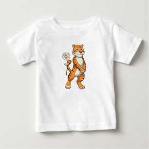 Tiger with Daisy Flower Baby T-Shirt