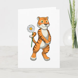 Tiger with Daisy Flower Card