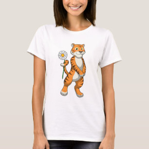 Tiger with Daisy Flower T-Shirt