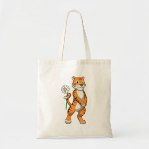 Tiger with Daisy Flower Tote Bag