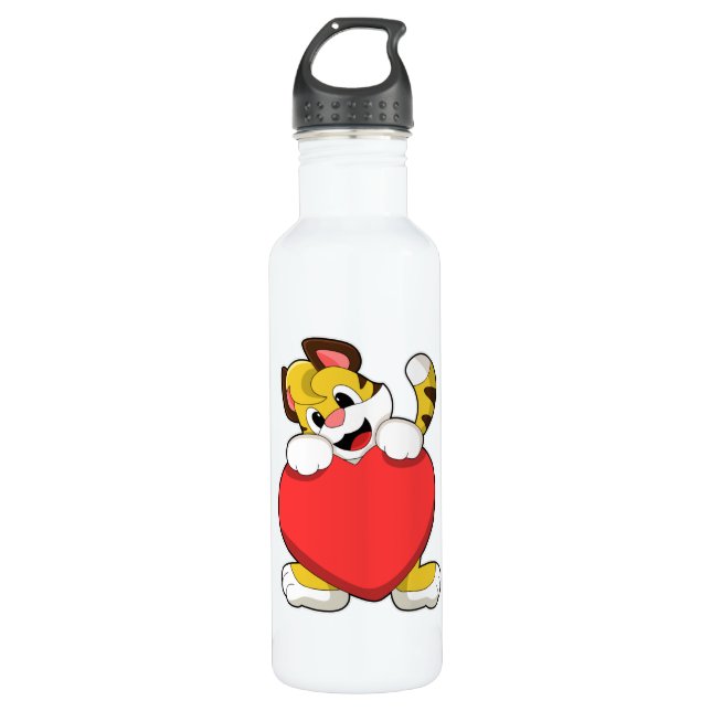 Tiger with Heart 710 Ml Water Bottle (Front)