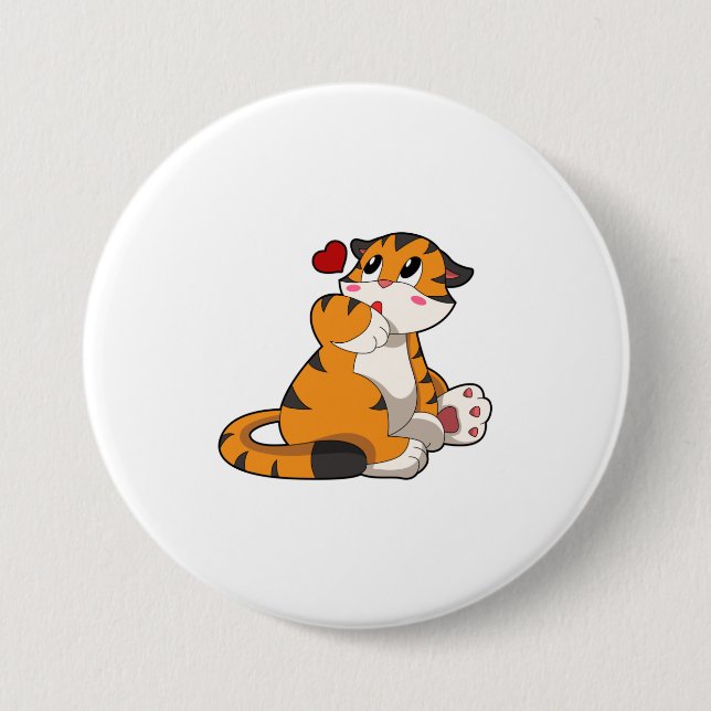 Tiger with Heart 7.5 Cm Round Badge (Front)