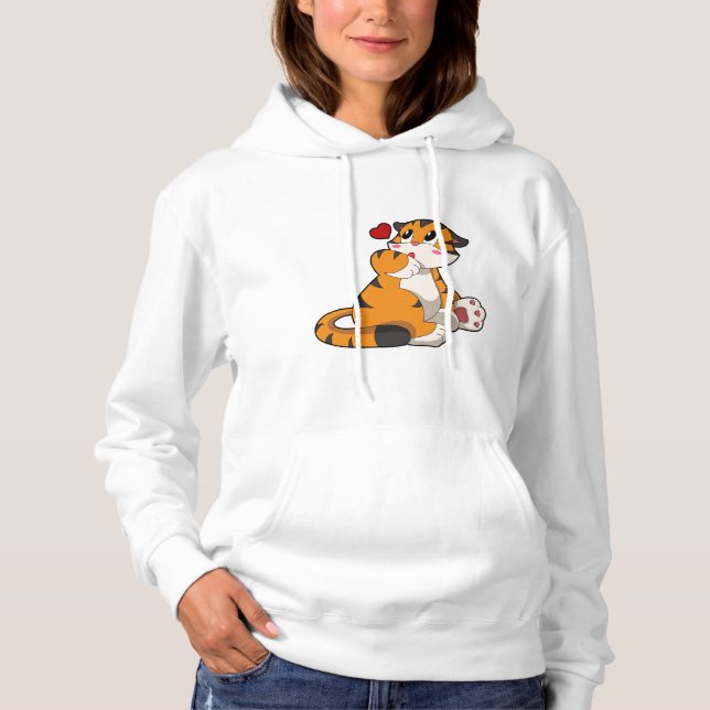 Tiger with Heart Hoodie (Front)