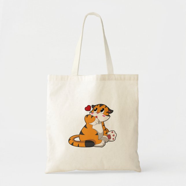 Tiger with Heart Tote Bag (Front)