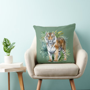 Tiger with Leaves Cushion