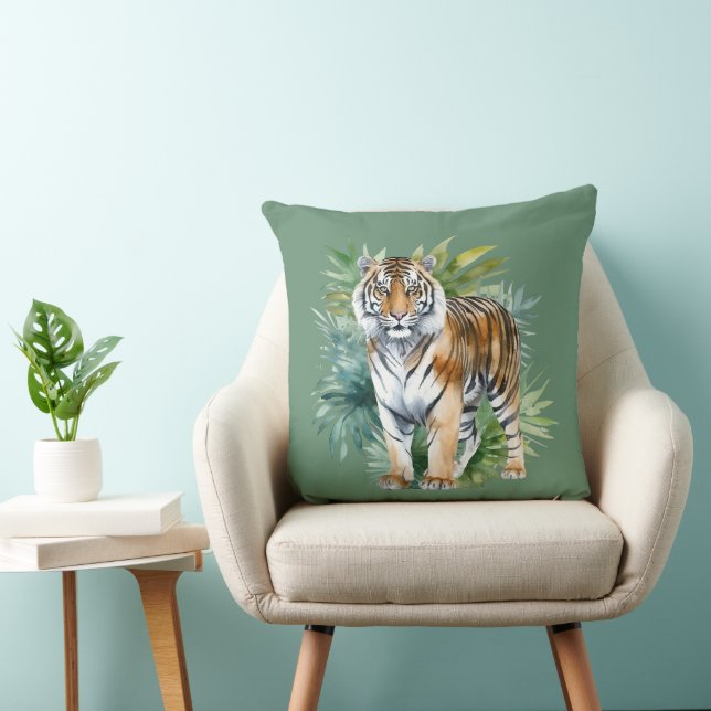 Tiger with Leaves Cushion (Chair)