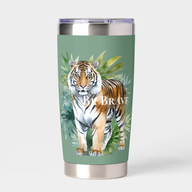 Tiger with Leaves Insulated Tumbler (Front)