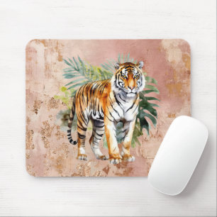 Tiger with Leaves Mouse Mat
