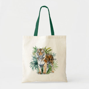 Tiger with Leaves Tote Bag