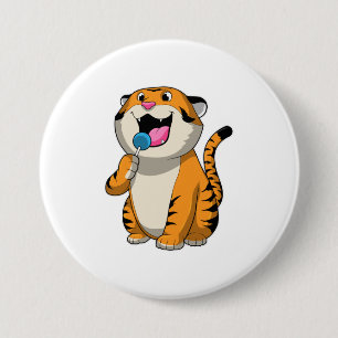 Tiger with Lollipop 7.5 Cm Round Badge