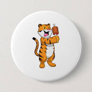 Tiger with Meat 7.5 Cm Round Badge
