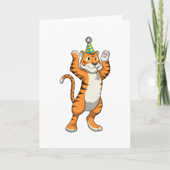 Tiger with Party hat Party Card (Front)