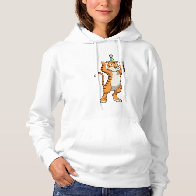 Tiger with Party hat Party Hoodie (Front)