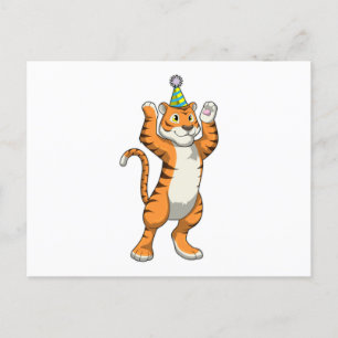 Tiger with Party hat Party Postcard