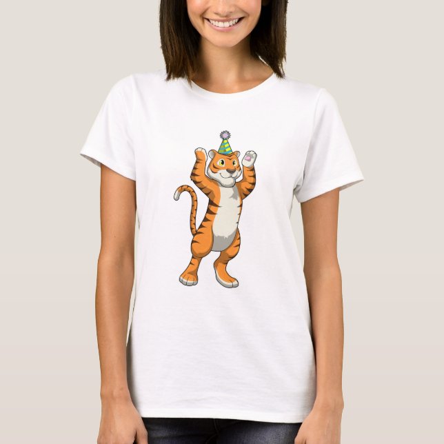 Tiger with Party hat Party T-Shirt (Front)