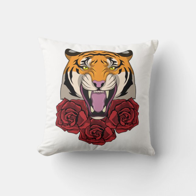 Tiger with Roses Cushion (Front)