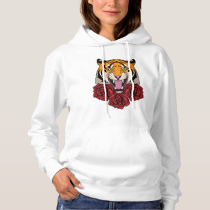 Tiger with Roses Hoodie