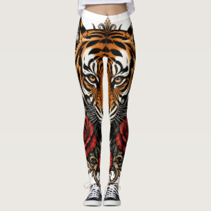 tiger with roses leggings