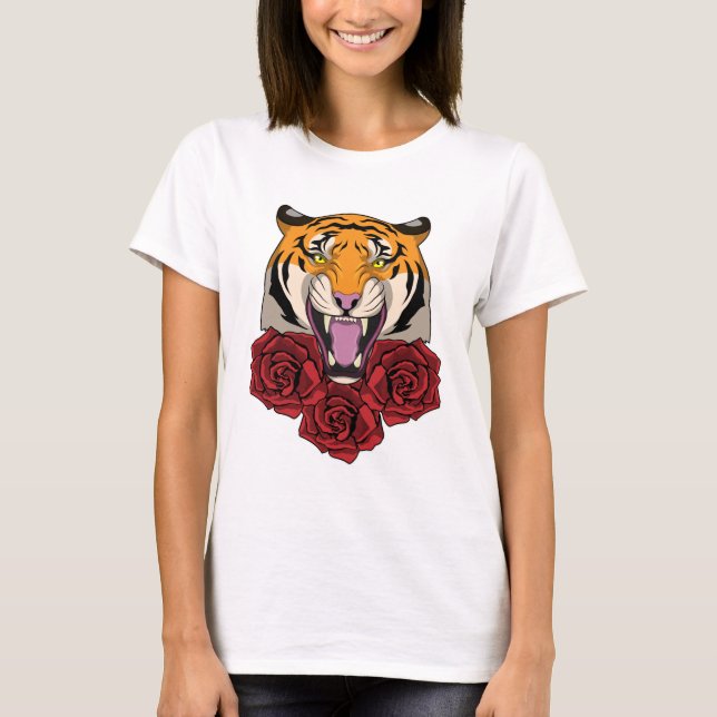 Tiger with Roses T-Shirt (Front)