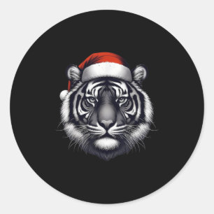Tiger With Santa Hat Christmas Xmas Lover Zoo Keep Classic Round Sticker