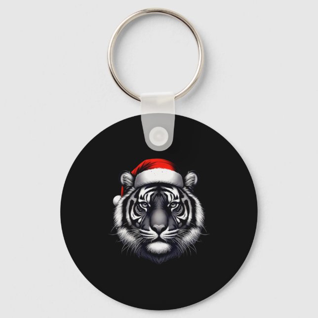 Tiger With Santa Hat Christmas Xmas Lover Zoo Keep Key Ring (Front)