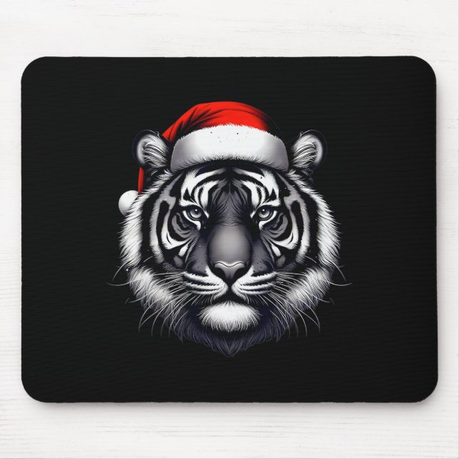Tiger With Santa Hat Christmas Xmas Lover Zoo Keep Mouse Mat (Front)