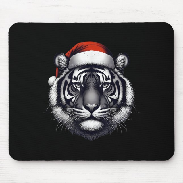 Tiger With Santa Hat Christmas Xmas Lover Zoo Keep Mouse Mat (Front)