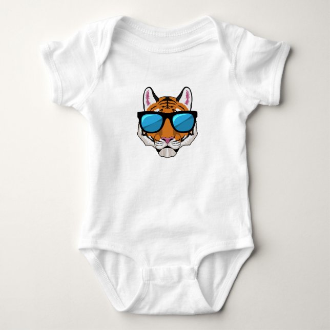 Tiger with Sunglasses Baby Bodysuit (Front)