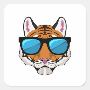 Tiger with Sunglasses Square Sticker