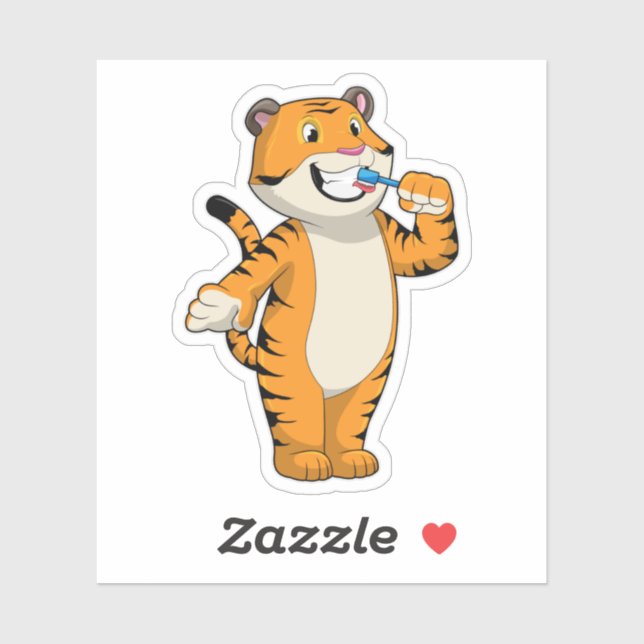 Tiger with Toothbrush (Sheet)