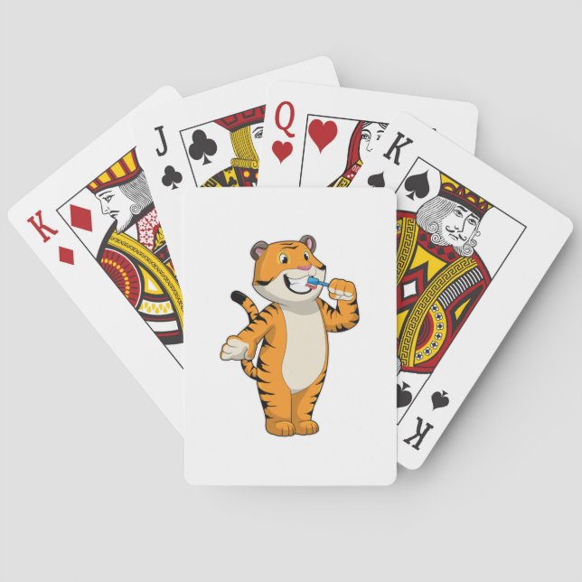 Tiger with Toothbrush Playing Cards (Back)