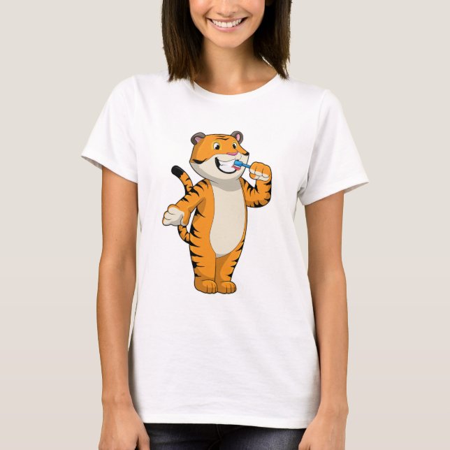 Tiger with Toothbrush T-Shirt (Front)